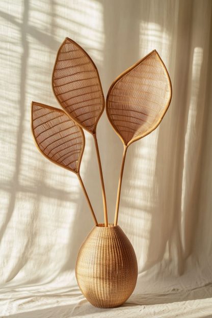 Wabi-sabi style rattan and bamboo woven baskets, vases, living room entrance, dining table decorations and ornaments - Image 8