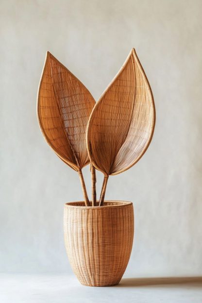 Wabi-sabi style rattan and bamboo woven baskets, vases, living room entrance, dining table decorations and ornaments - Image 9