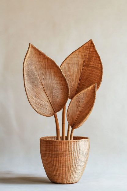 Wabi-sabi style rattan and bamboo woven baskets, vases, living room entrance, dining table decorations and ornaments - Image 8
