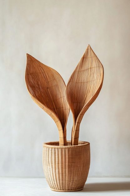 Wabi-sabi style rattan and bamboo woven baskets, vases, living room entrance, dining table decorations and ornaments - Image 7