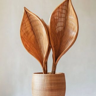Wabi-sabi style rattan and bamboo woven baskets, vases, living room entrance, dining table decorations and ornaments