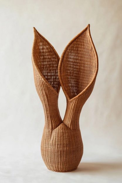 Nordic-style rattan leaf decorations are used on the living room table to complement real flower bouquets - Image 5