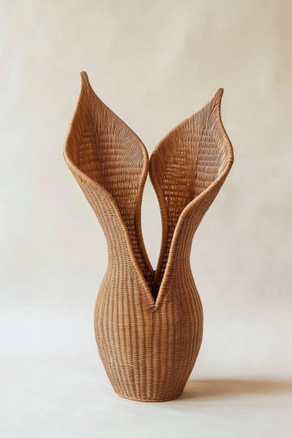 Nordic-style rattan leaf decorations are used on the living room table to complement real flower bouquets - Image 3