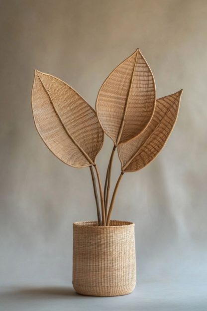A modern and simple Nordic style living room dining table vase decoration made of rattan - Image 9