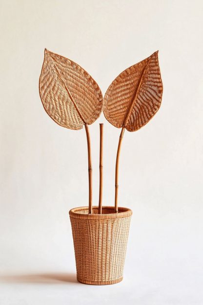 Simple style living room dining table decoration, ironwork leaf real vase decoration, hand-woven creative rattan vase - Image 6