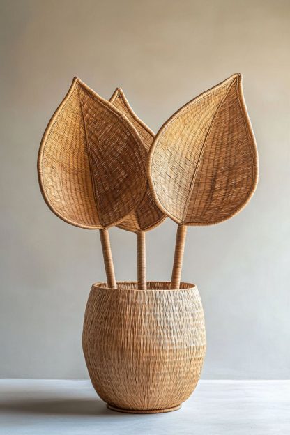 Wicker leaf wall-mounted desktop decoration, Nordic-style artificial flower decoration - Image 9