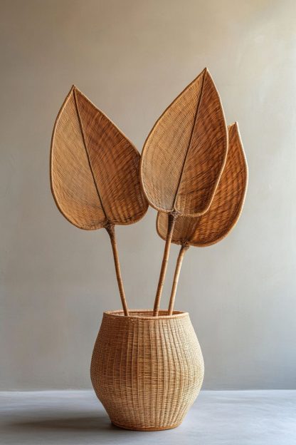 Wicker leaf wall-mounted desktop decoration, Nordic-style artificial flower decoration - Image 8