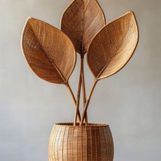 Wicker leaf wall-mounted desktop decoration, Nordic-style artificial flower decoration