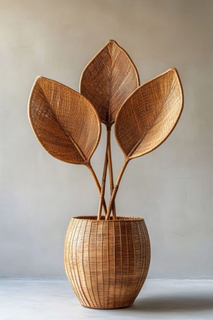 Wicker leaf wall-mounted desktop decoration, Nordic-style artificial flower decoration