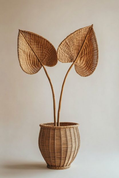 A small living room dining table ornament made of rattan fabric with a French retro and antique style, featuring artificial flowers - Image 9