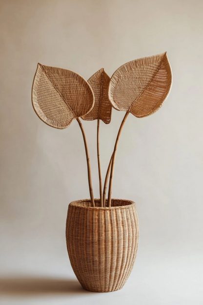 A small living room dining table ornament made of rattan fabric with a French retro and antique style, featuring artificial flowers - Image 8