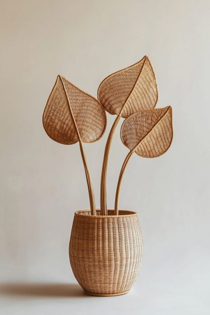 A small living room dining table ornament made of rattan fabric with a French retro and antique style, featuring artificial flowers - Image 7