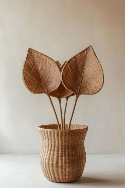 Rattan and bamboo woven baskets, vases, living room entrance, dining table decorations and ornaments - Image 3
