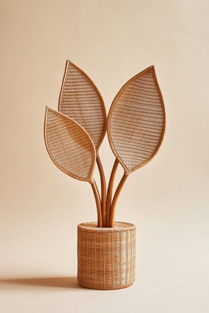 Wicker leaf wall-mounted desktop decoration, Nordic-style artificial flower decoration - Image 5