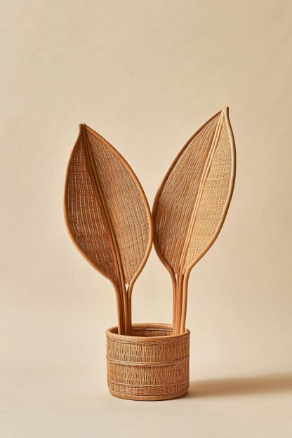 Wicker leaf wall-mounted desktop decoration, Nordic-style artificial flower decoration - Image 4