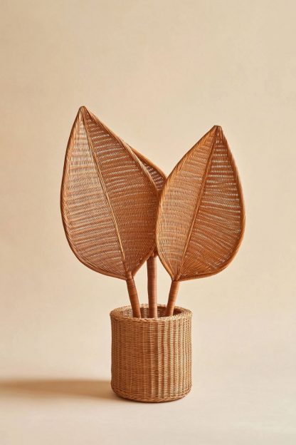 Wicker leaf wall-mounted desktop decoration, Nordic-style artificial flower decoration - Image 3