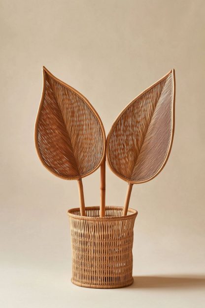 Wicker leaf wall-mounted desktop decoration, Nordic-style artificial flower decoration - Image 2