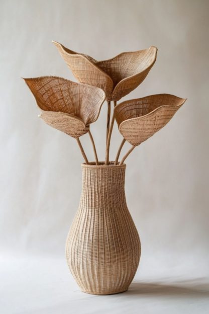 Rattan and bamboo woven basket vases, living room entrance hall dining table decorative items, hand-woven dry vase decorative items - Image 9