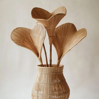 Rattan and bamboo woven basket vases, living room entrance hall dining table decorative items, hand-woven dry vase decorative items