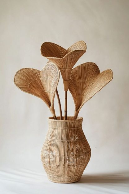 Rattan and bamboo woven basket vases, living room entrance hall dining table decorative items, hand-woven dry vase decorative items