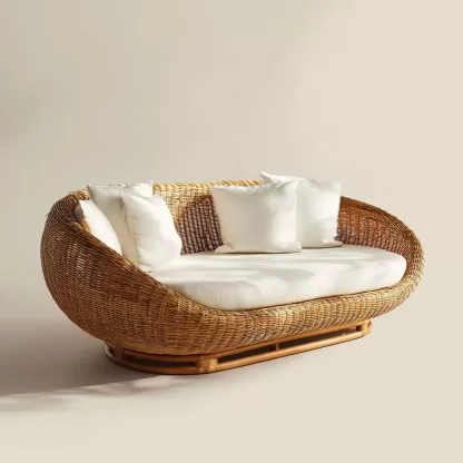 New Chinese-style creative solid wood rattan sofa and chair for living room, tea room, study, high-end design sense sofa and chair for bedroom - Image 5