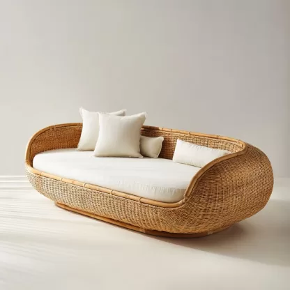 New Chinese-style creative solid wood rattan sofa and chair for living room, tea room, study, high-end design sense sofa and chair for bedroom - Image 8