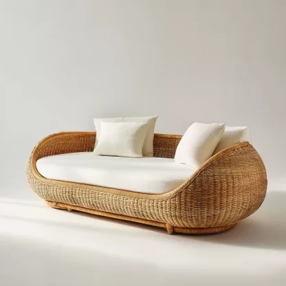 New Chinese-style creative solid wood rattan sofa and chair for living room, tea room, study, high-end design sense sofa and chair for bedroom - Image 9