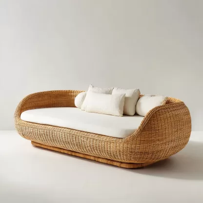 New Chinese-style creative solid wood rattan sofa and chair for living room, tea room, study, high-end design sense sofa and chair for bedroom - Image 4