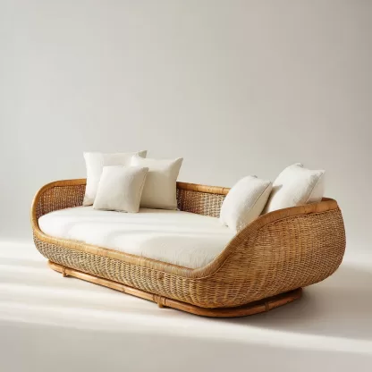 New Chinese-style creative solid wood rattan sofa and chair for living room, tea room, study, high-end design sense sofa and chair for bedroom - Image 5