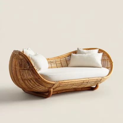 New Chinese-style creative solid wood rattan sofa and chair for living room, tea room, study, high-end design sense sofa and chair for bedroom - Image 2