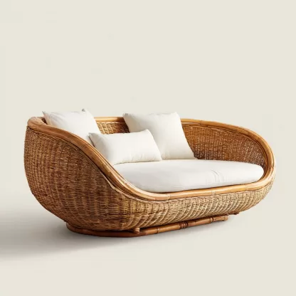 New Chinese-style creative solid wood rattan sofa and chair for living room, tea room, study, high-end design sense sofa and chair for bedroom - Image 3