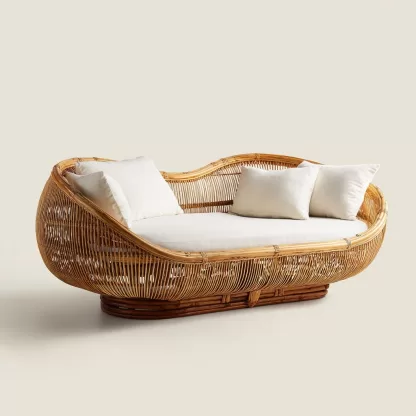 New Chinese-style creative solid wood rattan sofa and chair for living room, tea room, study, high-end design sense sofa and chair for bedroom - Image 2