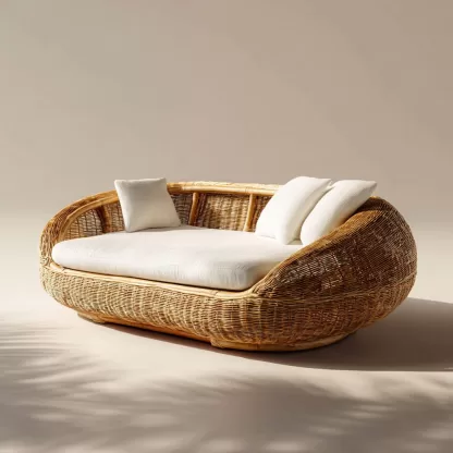 New Chinese-style creative solid wood rattan sofa and chair for living room, tea room, study, high-end design sense sofa and chair for bedroom