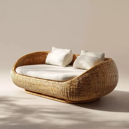 New Chinese-style creative solid wood rattan sofa and chair for living room, tea room, study, high-end design sense sofa and chair for bedroom - Image 7