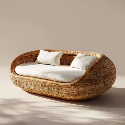 New Chinese-style creative solid wood rattan sofa and chair for living room, tea room, study, high-end design sense sofa and chair for bedroom - Image 8