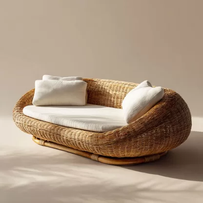 New Chinese-style creative solid wood rattan sofa and chair for living room, tea room, study, high-end design sense sofa and chair for bedroom - Image 9