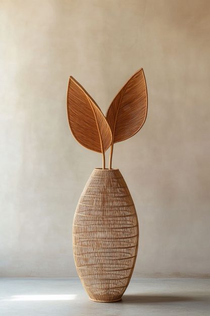 Wabi-sabi style rattan and bamboo woven baskets, vases, living room entrance, dining table decorations and ornaments - Image 9