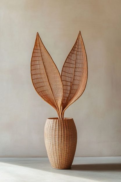 Wabi-sabi style rattan and bamboo woven baskets, vases, living room entrance, dining table decorations and ornaments - Image 7