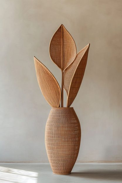 Wabi-sabi style rattan and bamboo woven baskets, vases, living room entrance, dining table decorations and ornaments