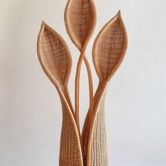 Wabi-sabi style rattan and bamboo woven baskets, vases, living room entrance, dining table decorations and ornaments