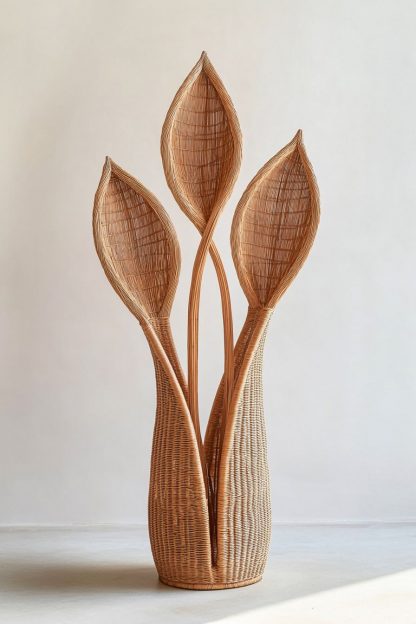 Wabi-sabi style rattan and bamboo woven baskets, vases, living room entrance, dining table decorations and ornaments