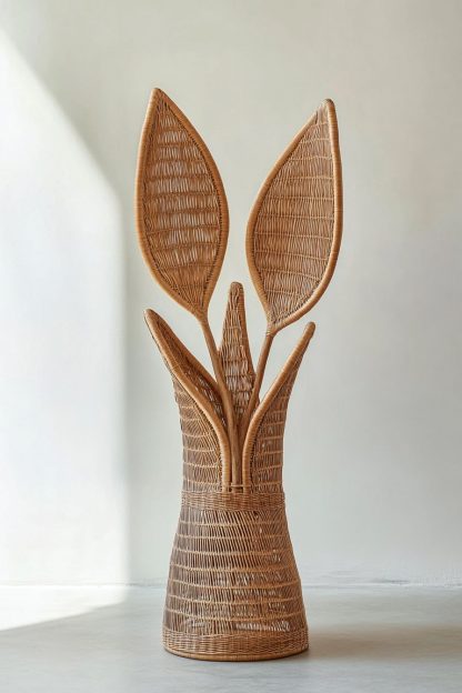 Wabi-sabi style rattan and bamboo woven baskets, vases, living room entrance, dining table decorations and ornaments - Image 3