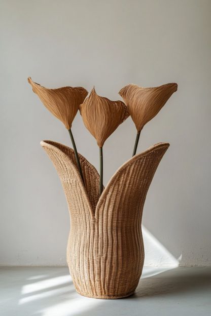 Rattan and bamboo woven baskets, vases, living room entrance, dining table decorations and ornaments - Image 6