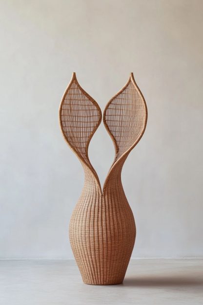 Rattan and bamboo woven baskets, vases, living room, entrance hall, dining table, modern decorative items, handicrafts - Image 2