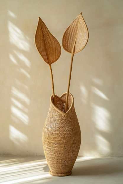 Wabi-sabi style rattan and bamboo woven baskets, vases, living room entrance, dining table decorations and ornaments - Image 9