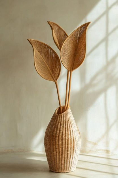 Wabi-sabi style rattan and bamboo woven baskets, vases, living room entrance, dining table decorations and ornaments - Image 6