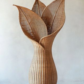 Wabi-sabi-style rattan and bamboo woven living room entrance dining table decorative items