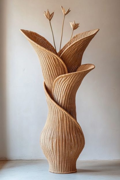 Wabi-sabi style rattan and bamboo woven baskets, vases, living room entrance, dining table decorations and ornaments - Image 5