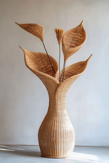 Wabi-sabi style rattan and bamboo woven baskets, vases, living room entrance, dining table decorations and ornaments - Image 3