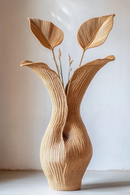 Wabi-sabi style rattan and bamboo woven baskets, vases, living room entrance, dining table decorations and ornaments - Image 2